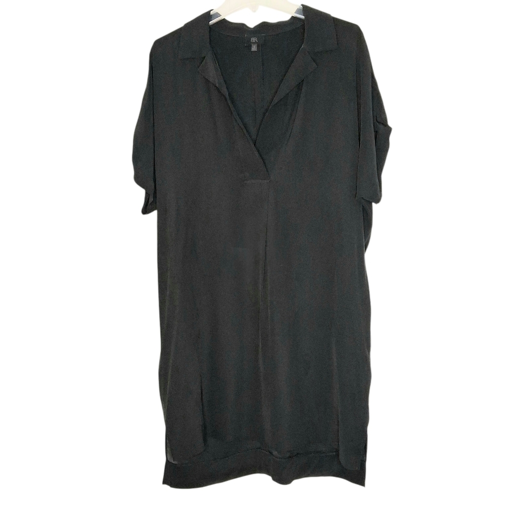 Banana Republic Popover Shift Shirt Mini Dress Sz 6 Black